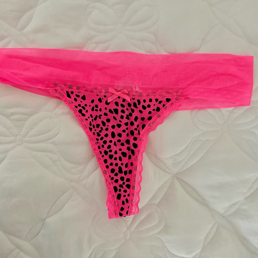 Pink animal print thong